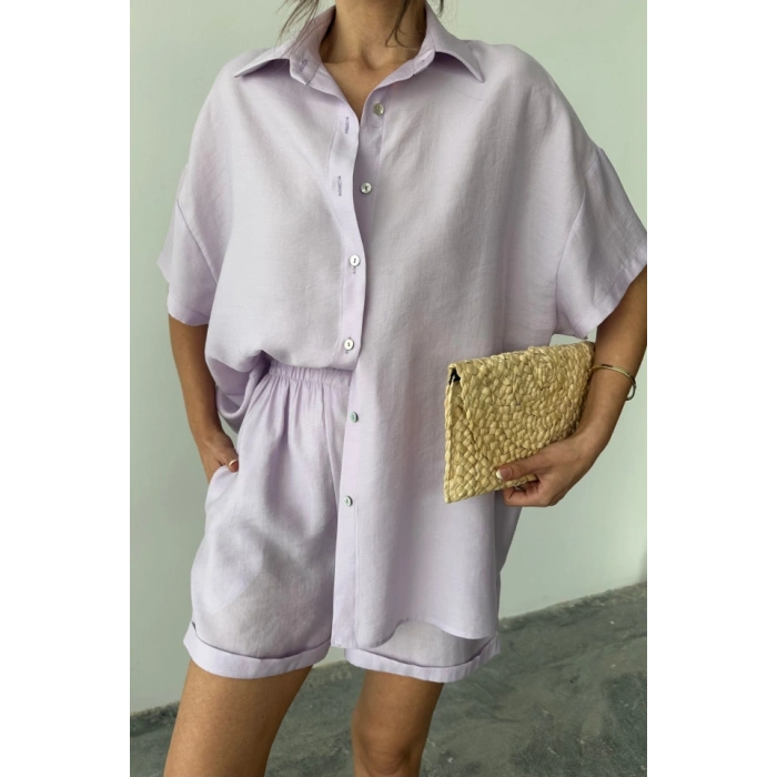 GÖMLEK - ŞORT TAKIM - Lila