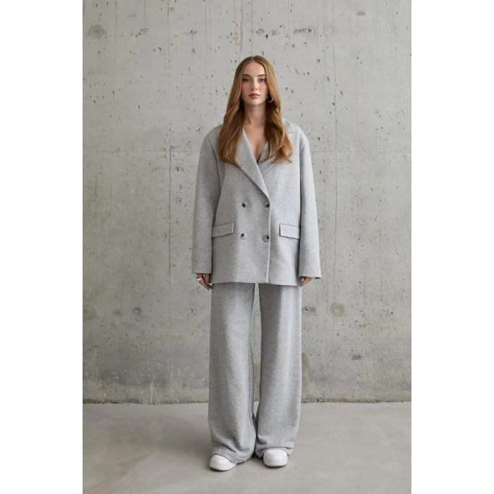 Gri 3-İplik Comfort Ceket Ve Pantolon Takım