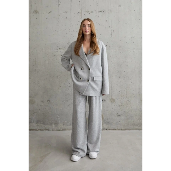 Gri 3-İplik Comfort Ceket Ve Pantolon Takım