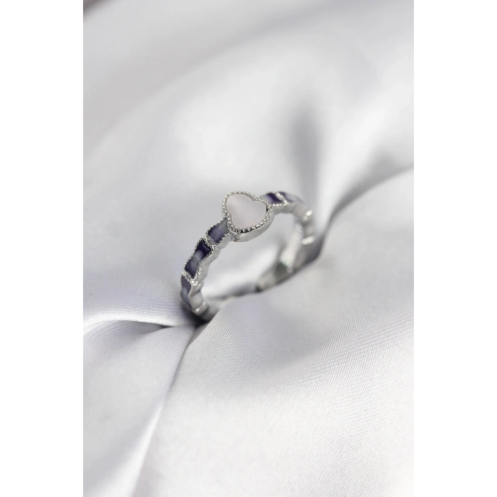 Gümüş Renk Mineli Su Kabağı Model Kadın Yüzük