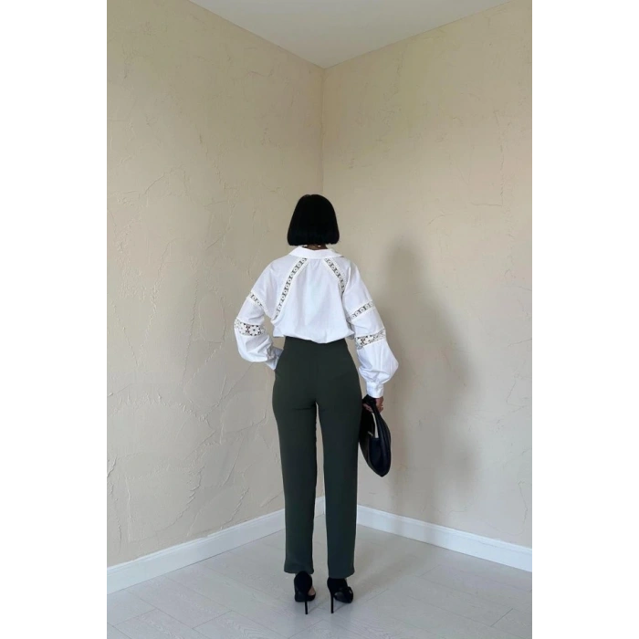 Haki Pensli Ve Dar Paça Pantolon