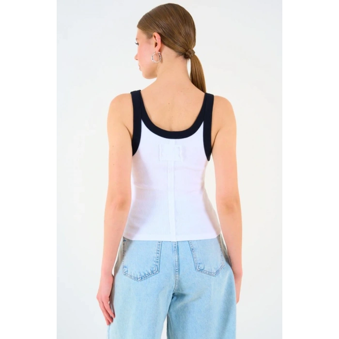 İki Renkli Atlet - Beyaz-Siyah