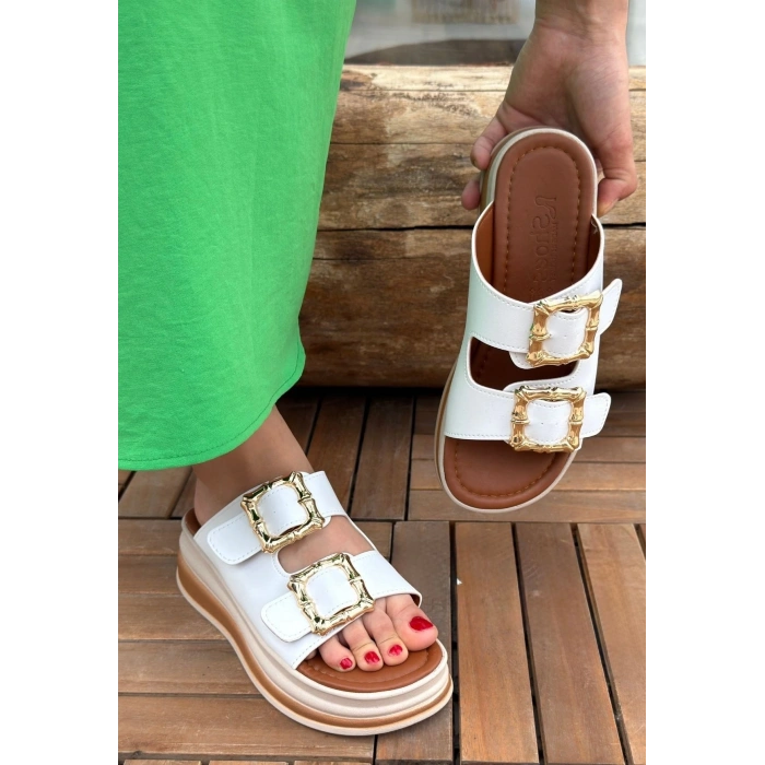 Jalli Beyaz Cilt Terlik