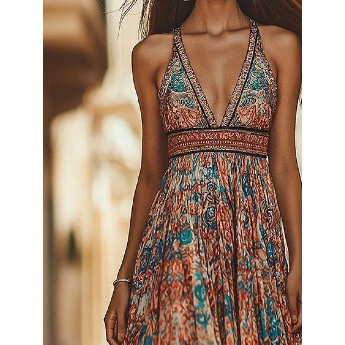 Kadın Askılı Derin Göğüs Detaylı Asimetrik Detaylı Süprem Elbise