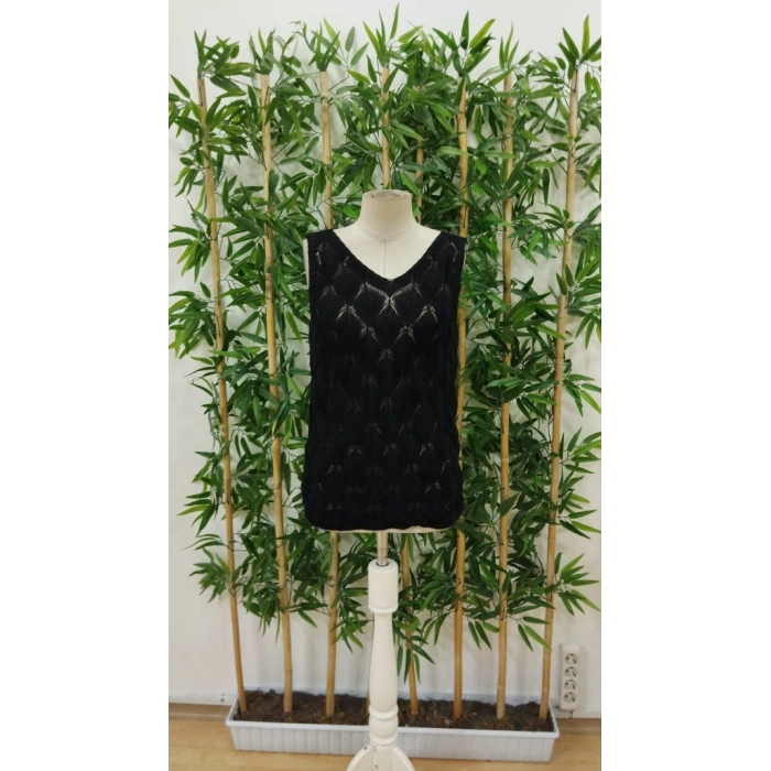 Kadın Askılı Yakalı Desenli Triko Bluz