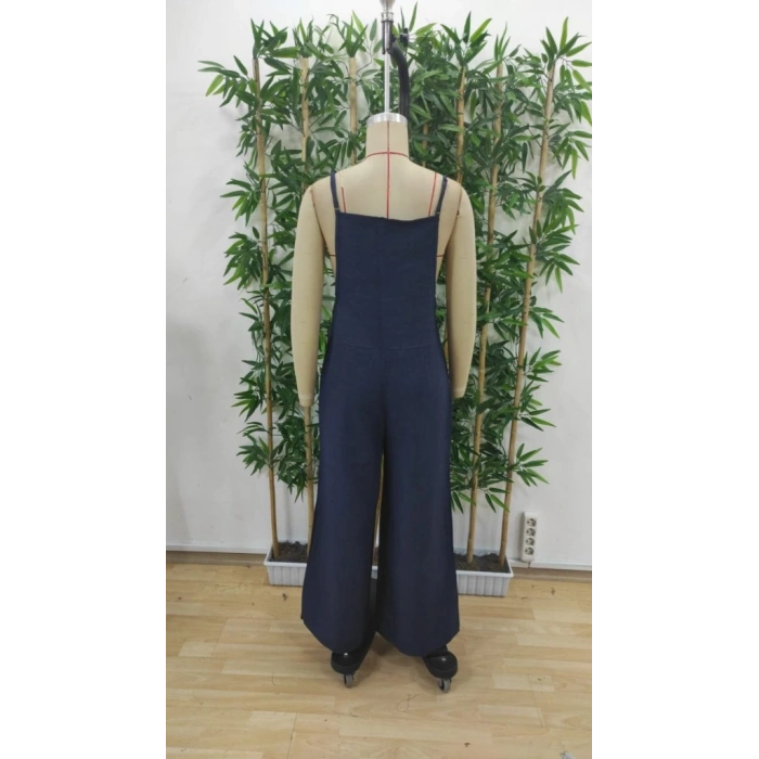 Kadın Askılı Yandan Fermuarlı Geniş Paçalı Valencia Tulum