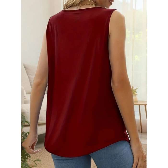 Kadın Askılı Yuvarlak Yaka Dantel Detaylı Viskon Bluz