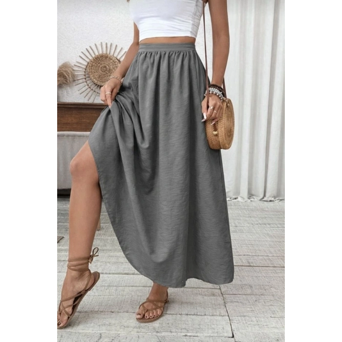 Kadın Beli Lastikli Paraşüt Kumaş Etek