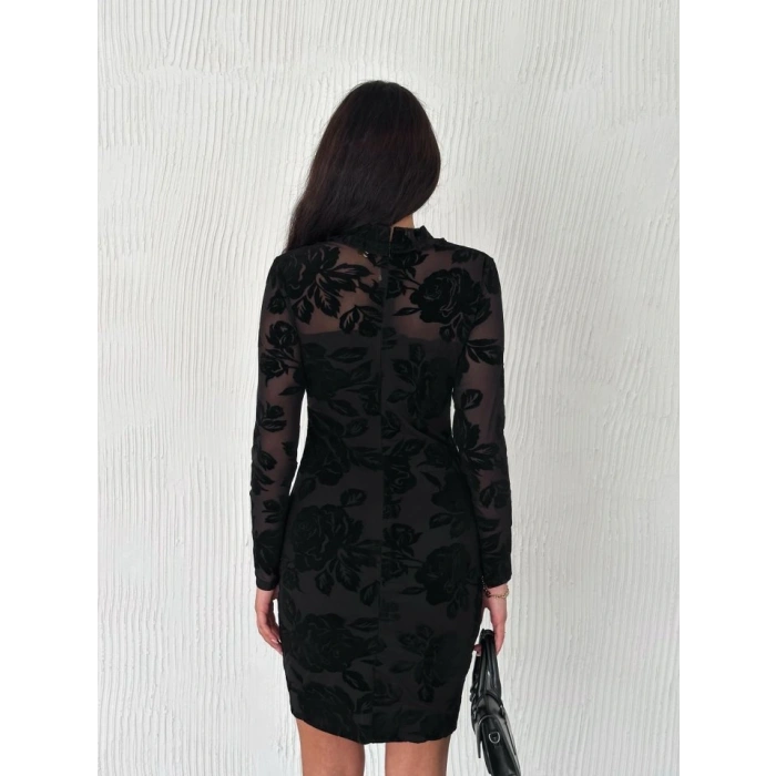 Kadin Dantel Detay Mini Kalem Elbise