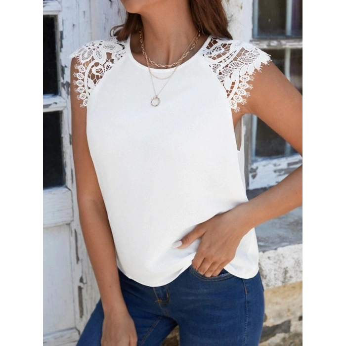 Kadın Kısa Kollu Bisiklet Yaka Ithal Krep Bluz