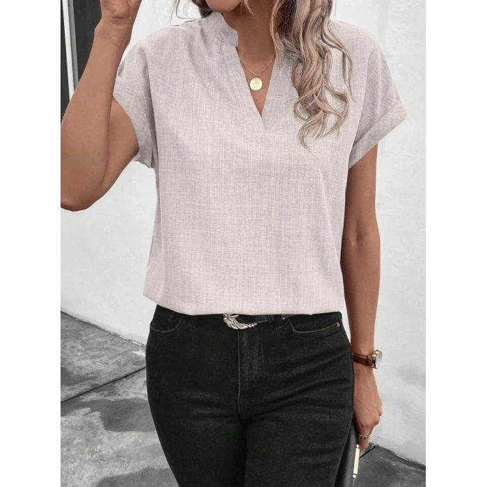 Kadın Kısa Kollu Hakim Yaka Sofya Bluz