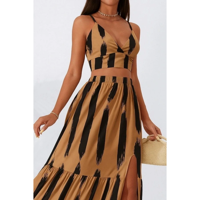 Kadın Kolsuz Askılı Crop Ikili Süprem Takım