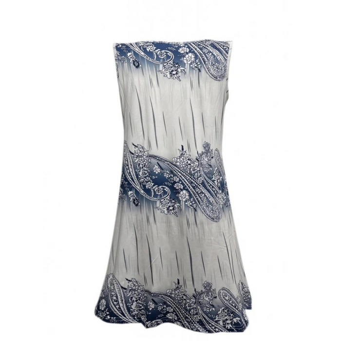 Kadın Kolsuz Bisiklet Yaka Desenli Süprem Elbise