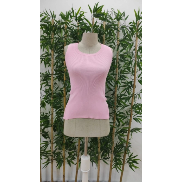 Kadın Kolsuz Sırt çapraz Detay Triko Bluz