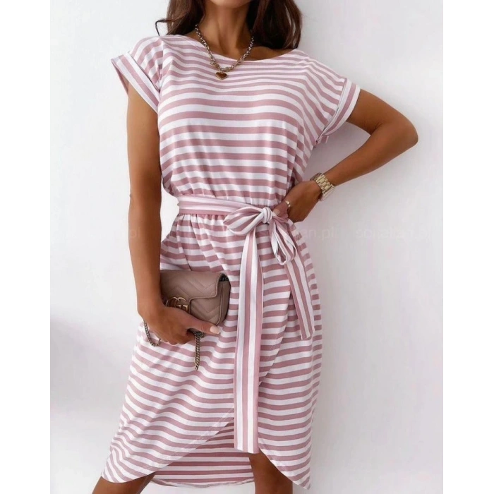 Kadın Kuşaklı Turlu Viskon Kumaş Elbise