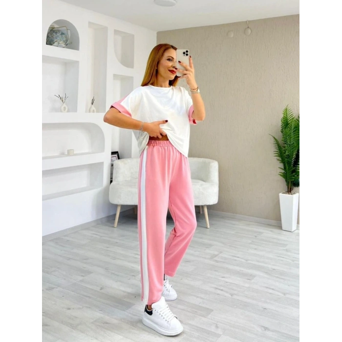 Kadın Modal Dokulu Kumaş Yanı şeritli Takım