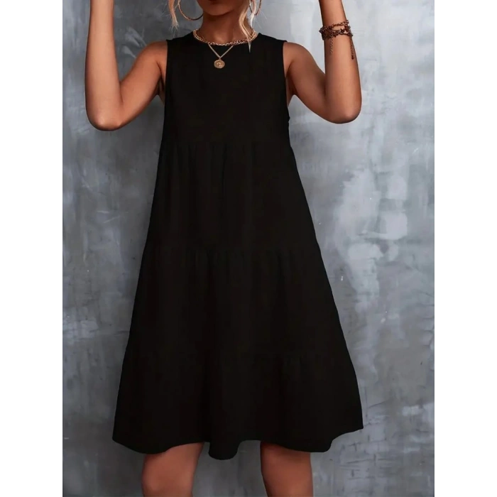 Kadın Sıfır Kol Bisiklet Yaka Aerobin Elbise