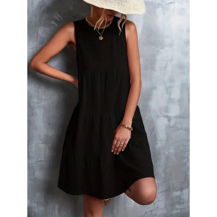 Kadın Sıfır Kol Bisiklet Yaka Aerobin Elbise