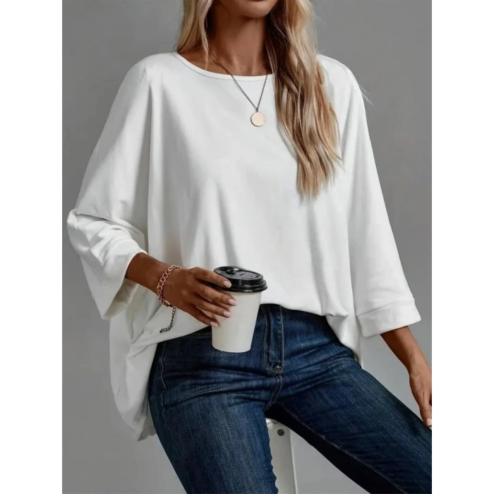 Kadın Truvakar Kollu Bisiklet Yaka Viskon Bluz