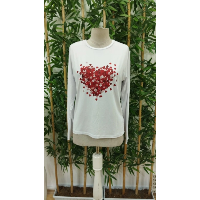 Kadın Uzun Kollu Bisiklet Yaka Baskılı Viskon Bluz