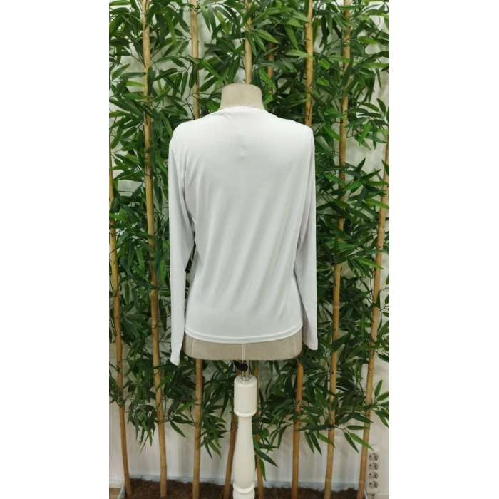 Kadın Uzun Kollu Bisiklet Yaka Baskılı Viskon Bluz