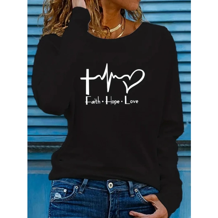 Kadın Uzun Kollu Bisiklet Yaka Desenli Viskon Bluz