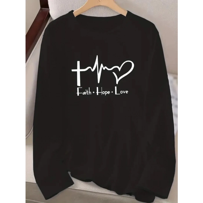 Kadın Uzun Kollu Bisiklet Yaka Desenli Viskon Bluz