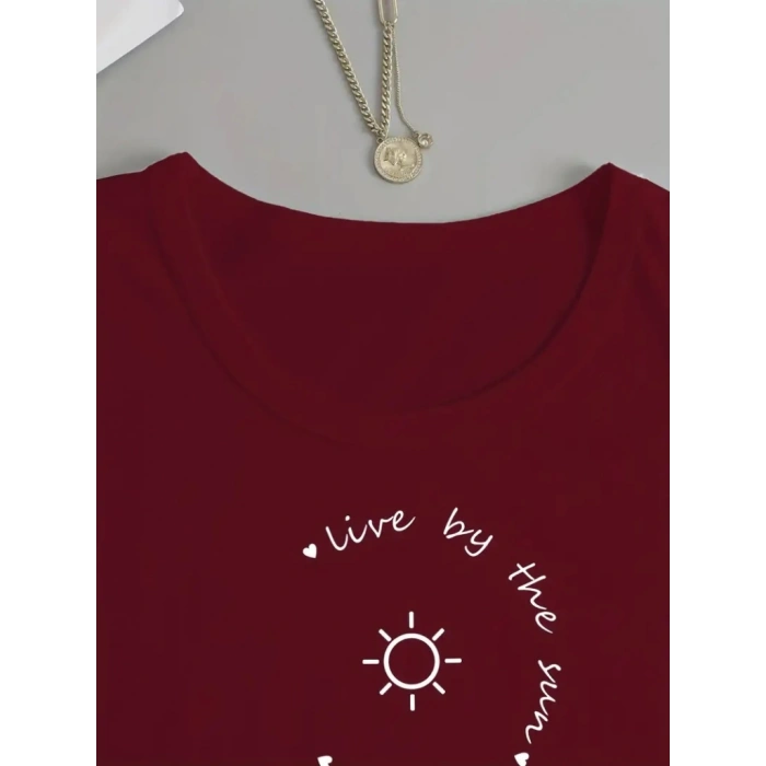 Kadın Uzun Kollu Bisiklet Yaka Desenli Viskon Bluz