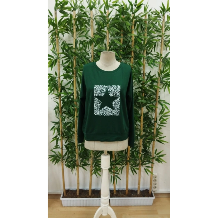 Kadın Uzun Kollu Bisiklet Yaka Desenli Viskon Iki Iplik Bluz