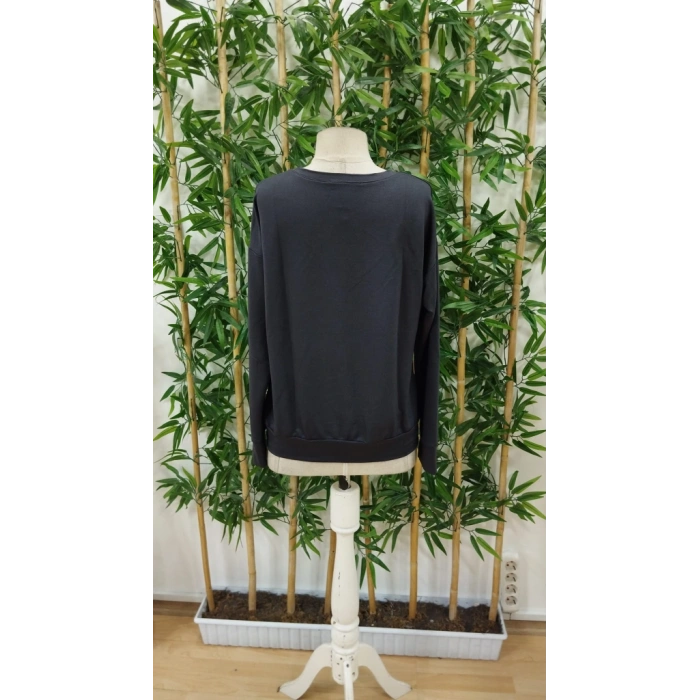 Kadın Uzun Kollu Bisiklet Yaka Desenli Viskon Iki Iplik Bluz