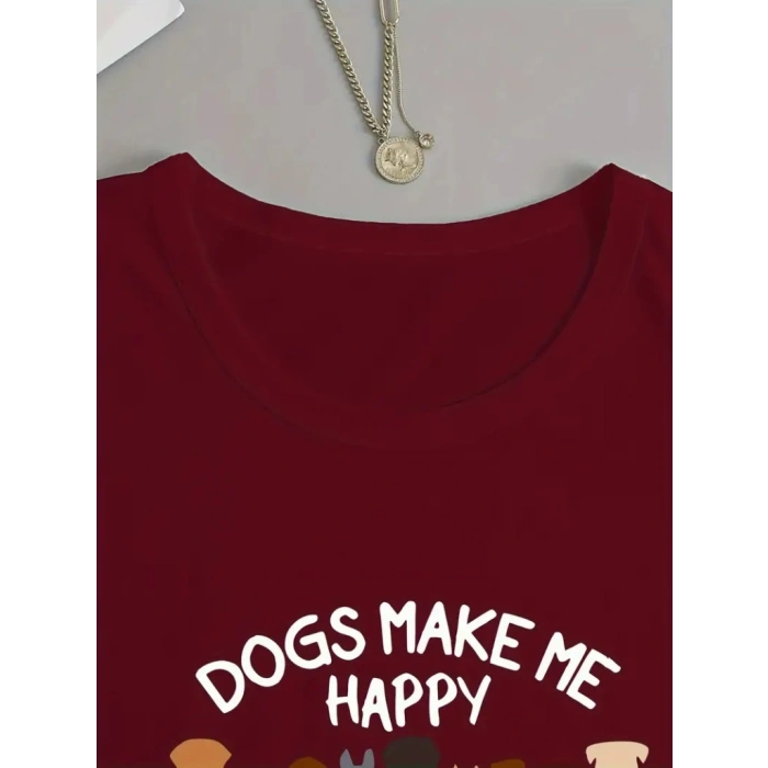 Kadın Uzun Kollu Bisiklet Yaka Köpek Resimli Viskon Bluz