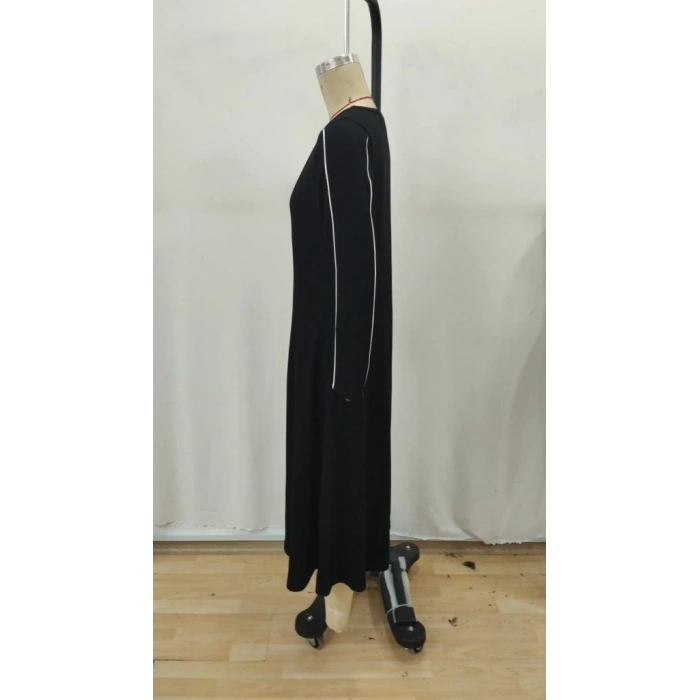 Kadın Uzun Kollu Bisiklet Yaka Midi Modal Elbise