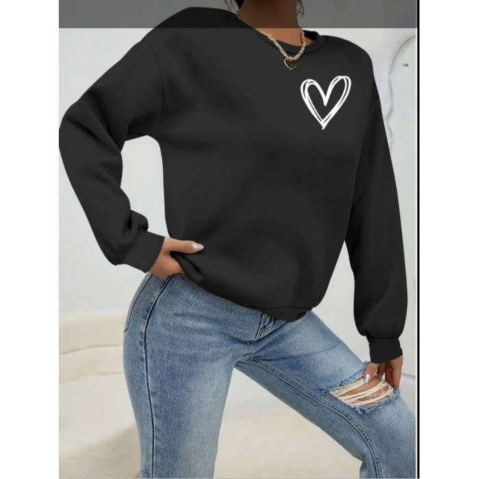 Kadın Uzun Kollu Bisiklet Yaka Viskon Iki Iplik Bluz