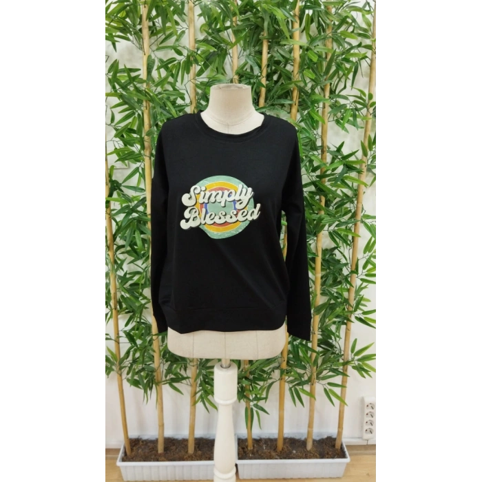 Kadın Uzun Kollu Bisiklet Yaka Viskon Iki Iplik Bluz