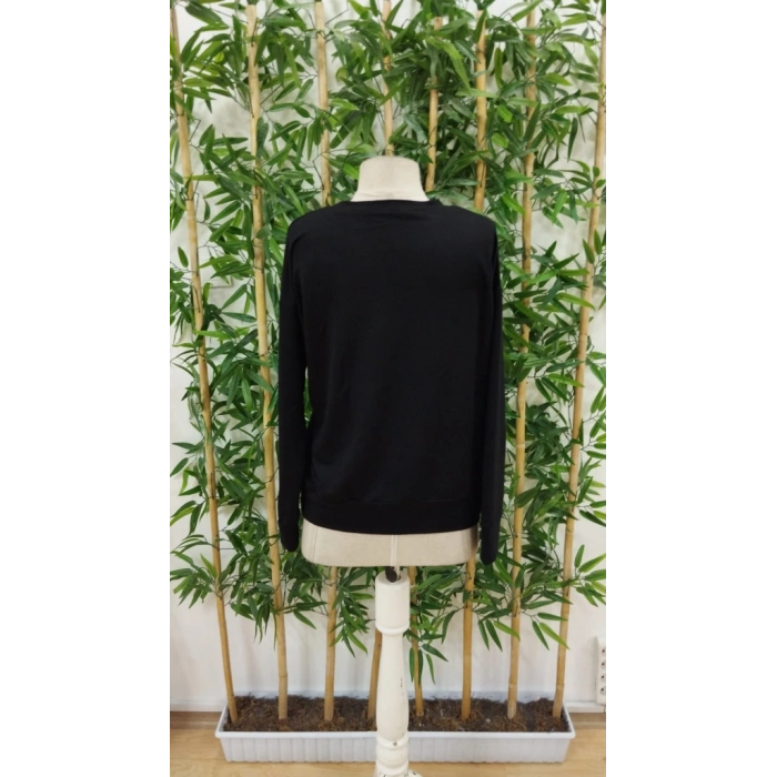 Kadın Uzun Kollu Bisiklet Yaka Viskon Iki Iplik Bluz