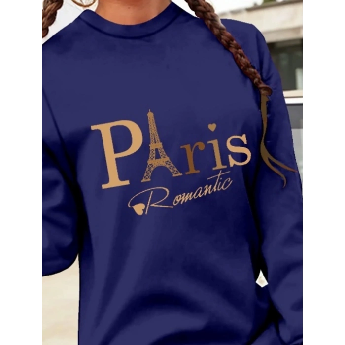 Kadın Uzun Kollu Bisiklet Yaka Yazılı Kısa Viskon Iki Iplik Elbise