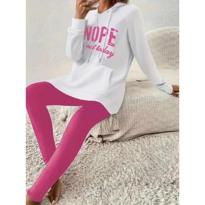 Kadın Uzun Kollu Kapşonlu Bağcıklı Viskon Iki Iplik Sweat