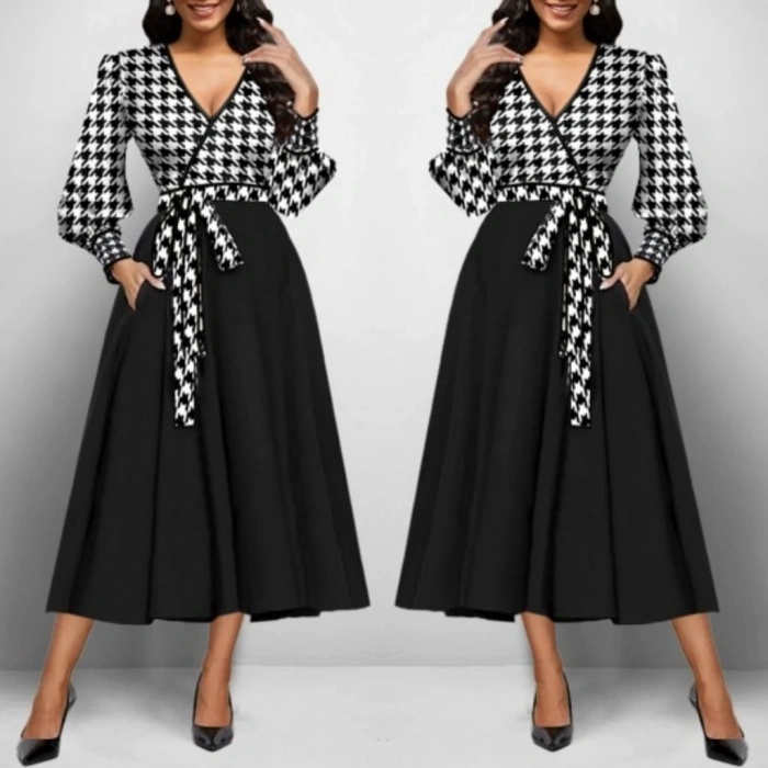 Kadın Uzun Kollu Kruvaze Yaka Dalgıç Krep Midi Boy Elbise