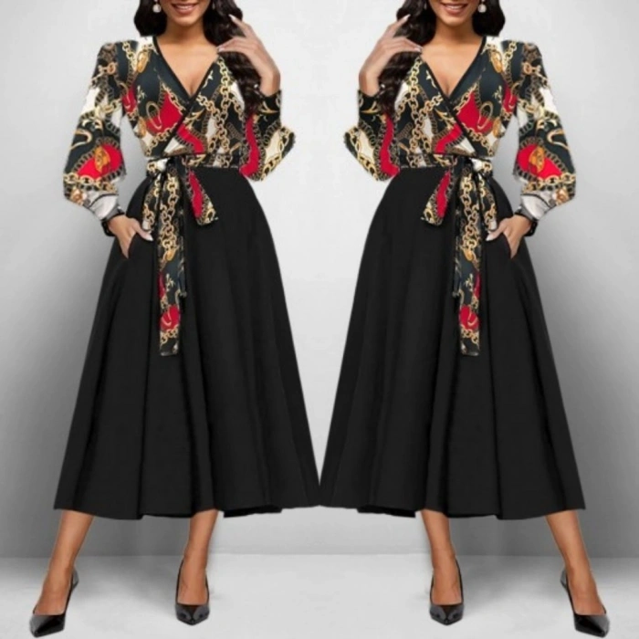 Kadın Uzun Kollu Kruvaze Yaka Dalgıç Krep Midi Boy Elbise