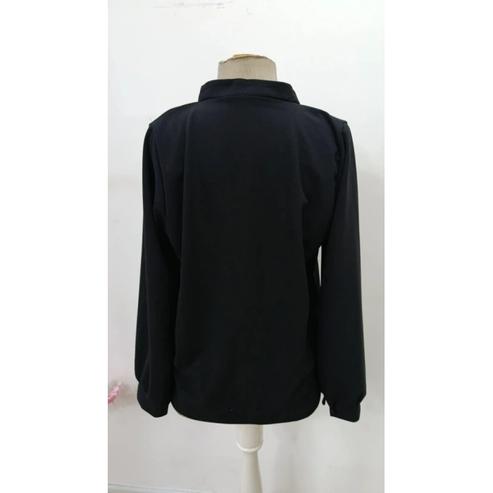 Kadın Uzun Kollu önden Düğmeli Hakim Yaka Ithal Krep Bluz