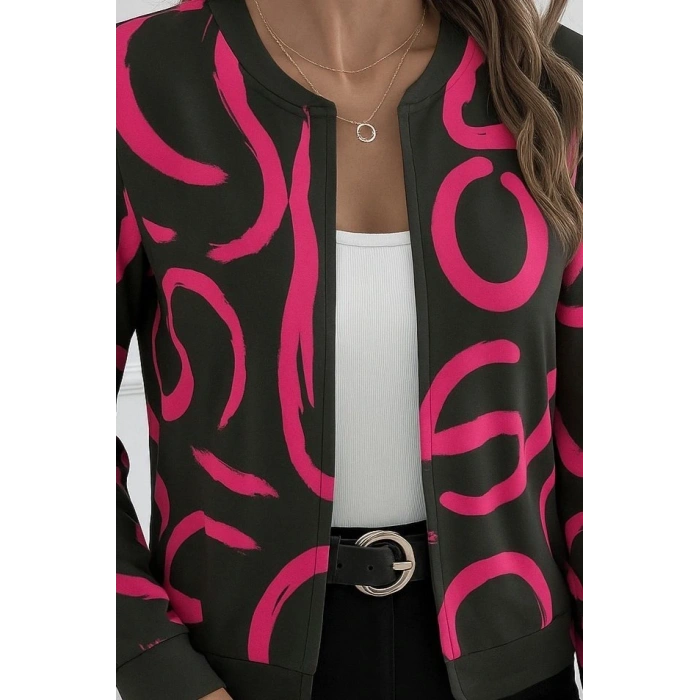 Kadın Uzun Kollu önden Fermuarlı Kısa şardonlu Dalgıç Ceket