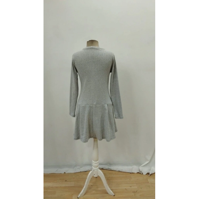 Kadın Uzun Kollu önden Fermuarlı Pileli şardonlu Kaşkorse Mini Elbise