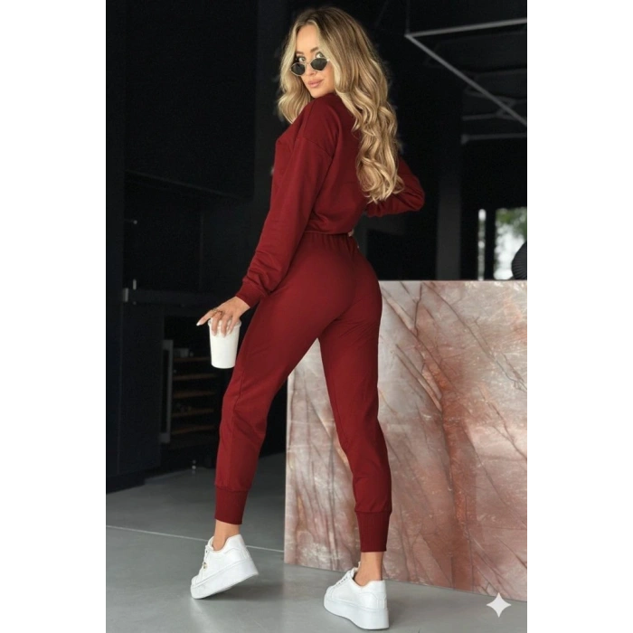 Kadın Uzun Kollu V Yakalı Viskon Iki Iplik Bluz Ve Pantolon Ikili Takım
