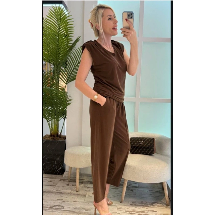 Kadın Vatkalı Düşük Kol Rahat Kesim İkili Takım