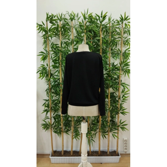 Kadın Yılbaşı Özel Uzun Kollu Bisiklet Yaka Desenli Viskon Iki Iplik Bluz