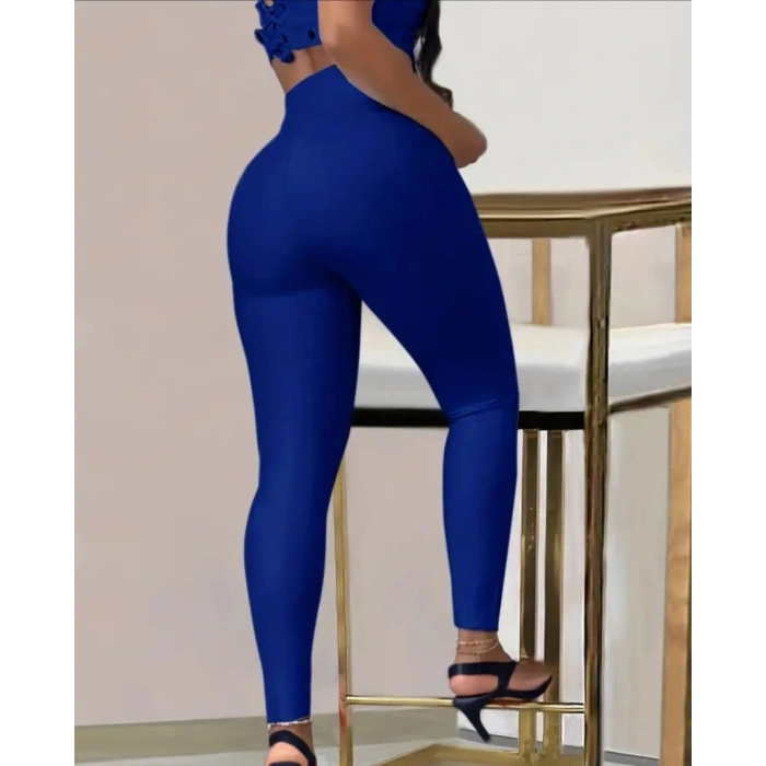 Kadın Yüksek Bel Belden Toka Detaylı Dalgıç Tayt