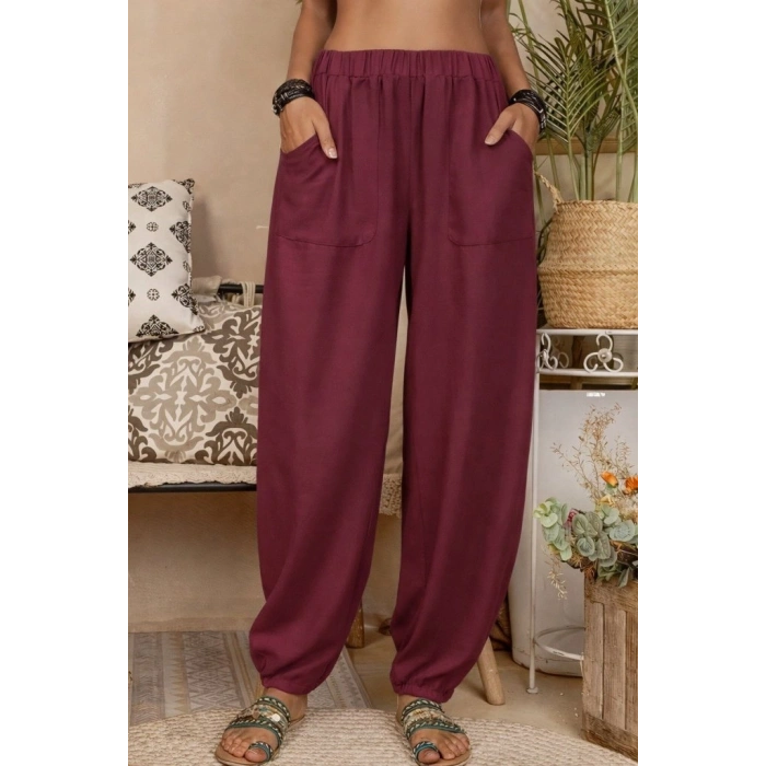 Kadın Yüksek Bel Cep Detaylı Pantolon