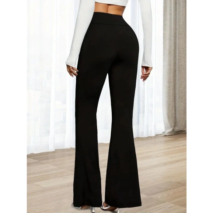 Kadın Yüksek Bel Geniş Paçalı Dalgıç Tayt