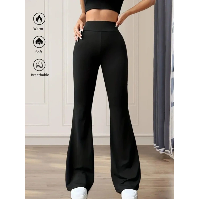 Kadın Yüksek Bel Geniş Paçalı Dalgıç Tayt