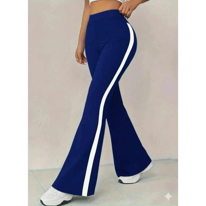 Kadın Yüksek Bel İspanyol Paçalı Yanlardan şerit Detaylı Dalgıç Tayt Pantolon